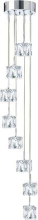 Searchlight Ice Cube - Colgante de racimo en espiral de 8 luces led Cristal cromado - Searchlight