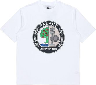 Palace SS21 x AMG Crossover Emblem T-Shirt White Apple Logo Printing Solid Color Short Sleeve Unisex P20AMGTS002