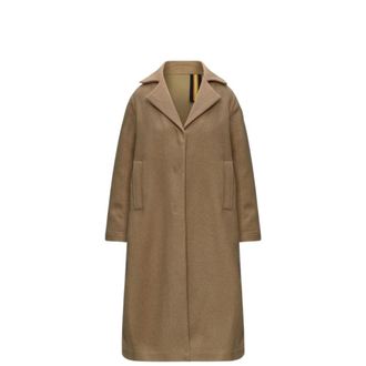 K-Way Wollen en nylon jas - Dames - Mantels - Beige - Maat: XS Wol