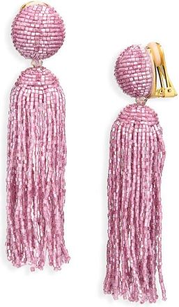 Oscar De La Renta Beaded Tassel Drop Earrings in Pink at Nordstrom