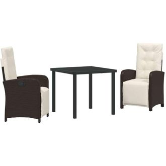 vidaXL Vidaxl - Conjunto De Comedor De Jard&iacute;n 3 Pcs Marr&oacute;n Rat&aacute;n Sint&eacute;tico