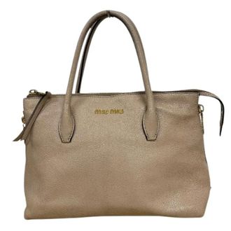 Miu Miu Pre-owned Handbags, female, Beige, Size: ONE SIZE Pre-owned Madras Leather Handbag