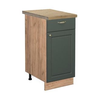 Vicco Mueble Bajo De Cocina Fame-line, Verde Dorado Casa De Campo, 40 Cm, Et Roble Vicco