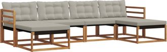 vidaXL Conjunto De Sof&aacute;s De Exterior 6 Uds. Gris Natural Y Claro Vidaxl