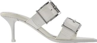 Alexander McQueen Leather sandals - Dames - Muiltjes - Wit - 38 EU - Leer - Schoenen
