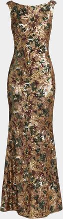 Mac Duggal Sequin Cowl Back Gown