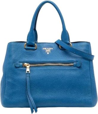 Prada Pre-owned Handbags, female, Blue, Size: ONE SIZE Pre-owned Vintage Leather Handbag