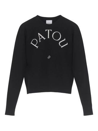 Patou logo-embroidered wool sweater - women - Polyester/Merino - L - Black