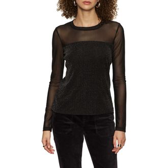 Sanctuary Sparkle Mesh Tee in Black at Nordstrom Rack, Size Small P