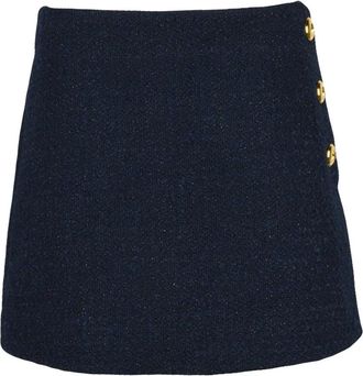 Pinko Flan Mini Rok - Dames - Korte rokken - Blauw - M - Katoen - Rokken
