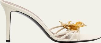 Giuseppe Zanotti 90mm Flower Leather Slide Sandals
