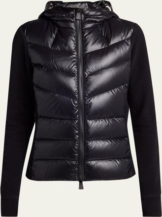 Moncler Padded Down Zip-Up Hoodie Cardigan