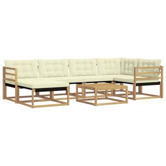 vidaXL Conjunto De Sof&aacute;s De Exterior 7 Pcs Blanco Y Crema Vidaxl