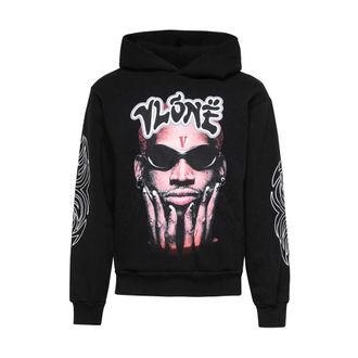 Vlone Hoodies, male, Black, Size: 2XL Printed hoodie