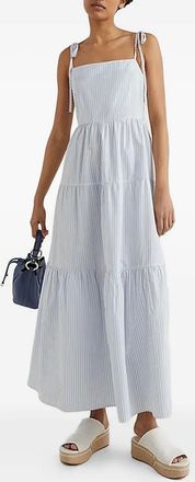 Tommy Hilfiger striped tiered midi dress - women - Organic Cotton - 32 - White
