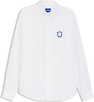 HUGO BOSS Oversize-fit shirt in Oxford cotton with logo embroidery