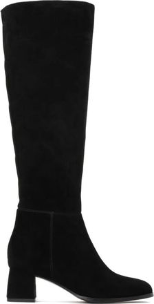 Kazar Dames zwarte hoge laarzen - Dames - Laarzen met Hak - Zwart - 41 EU - Leer - Schoenen