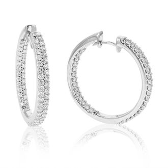 Vir Jewels 2 cttw Lab Grown Diamond Hoops Earrings in Sterling Silver With Hidden Post For Women