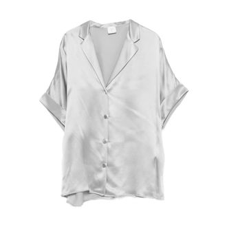 Eleventy Shirts, female, Gray, Size: 2XL Short Sleeve Button Front Shirt