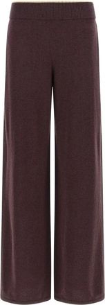 Pinko Gebreide Broek - Dames - Wijde Broeken - Paars - M - Wol - Broeken