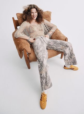 Twik Womens Printed low-rise baggy jean House fit