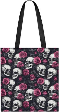 Generic Skull And Roses Tote Bag for Women Men Shoulder Bags Purses Pouch Handbags