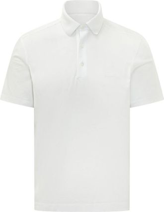 Ermenegildo Zegna White Solid Shirt Collar Polo