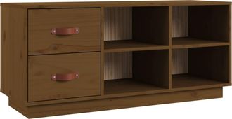 vidaXL Vidaxl - Banco Zapatero Madera Maciza De Pino Marr&oacute;n Miel 100x34x45 Cm