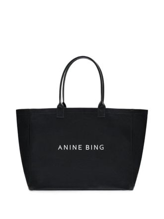 Anine Bing Leo Coated Canvas Tote - Black