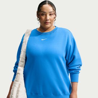 Nike Womens Nike Sportswear Phoenix Fleece Oversized Crew-Neck Sweatshirt (Plus Size) in Blue | FZ4272-435