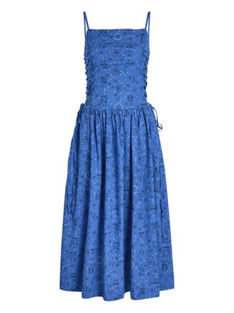 Damson Madder Angelina paisley-print sleeveless dress - Blue