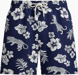 Polo Ralph Lauren Mens Polo Ralph Lauren Tropical Print Seersucker Swim Shorts 001 Blue - Navy - Size: 37/36/32