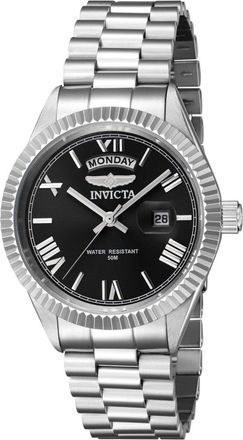 Invicta Specialty 43934 Heren Horloge - Quartz Uurwerk - Roestvrij Staal met zwarte Wijzerplaat - 40mm