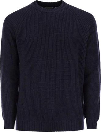 Rakk&igrave; Rebel Ribbed Crew Neck Sweater - Heren - Ronde hals truien - Blauw - L - Wol - Truien & Vesten
