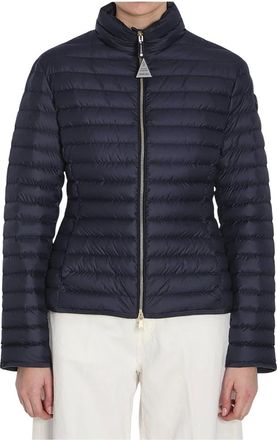 Moncler Jassen, Dames, Blauw, 2Xl, Leer, Varax Gewatteerde en Gekwalte Jas