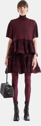 Alaia Womens Turtleneck Top With Crinoline Bordeaux Wool Red