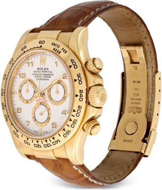 Rolex Daytona 40mm - men - Alligator/18kt Yellow Gold - One Size - White
