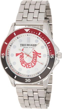 True Religion Round Two-Tone Bezel Watch, 43mm in Silver at Nordstrom Rack