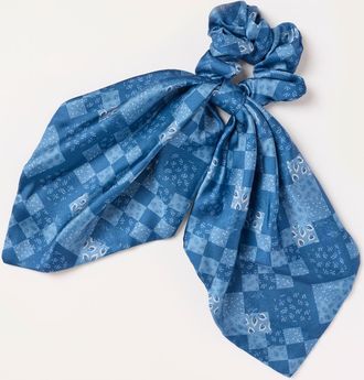 Fat Face FatFace Blue Patchwork Tie Scrunchie