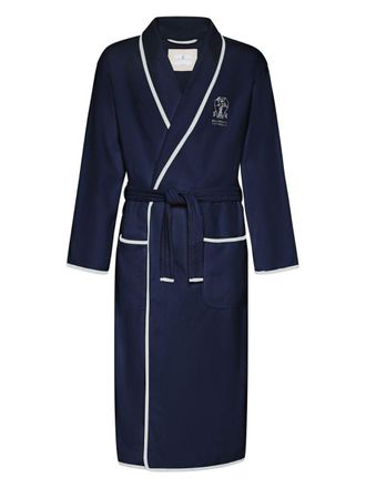 Brunello Cucinelli logo-embroidered bathrobe - Blue