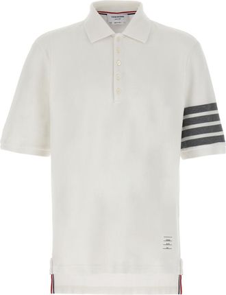 Thom Browne White 4Bar cotton polo shirt