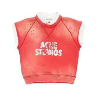 Acne Studios Fleece Logo Vest - Dames - Sweatshirts - Rood - XS - Katoen - Hoodies & sweatvesten