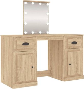 vidaXL Tocador con LED color roble Sonoma 130x50x132,5 cm vidaXL