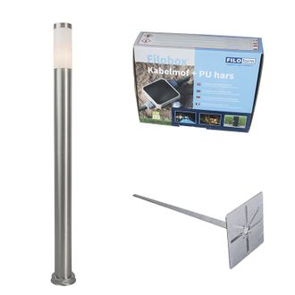 QAZQA Qazqa + Moderno Farola De Exterior De Acero 110 Cm Ip44 - Rox Con Pincho Para Tierra Y Prensaestopas Pl&aacute;stico /acero Inoxidable Redonda Adecuado Para 