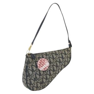 Dior Pre-owned Shoulder Bags, female, Blue, Size: ONE SIZE Pre-owned Vintage Trotter Canvas Pouch