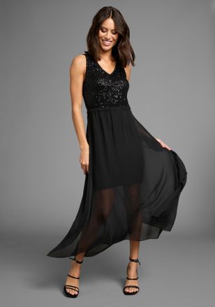 Laura Scott Abendkleid LAURA SCOTT, Damen, Gr. 34, N-Gr, schwarz, Chiffon, Obermaterial: 95% Polyester, 5% Elasthan. Rock: 100% Polyester, unifarben, figurbetont 