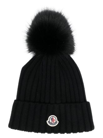Moncler Muts met logo-patch - Zwart