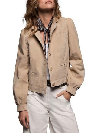 Mint Velvet Suede Puff Sleeve Jacket in Tan at Nordstrom, Size X-Small