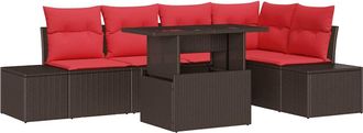 vidaXL Conjunto De Sof&aacute; De Jard&iacute;n 6 Uds. Marr&oacute;n Rat&aacute;n Sint&eacute;tico Vidaxl