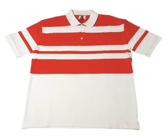 Bally Mens Striped Polo Shirt In Bone/orange